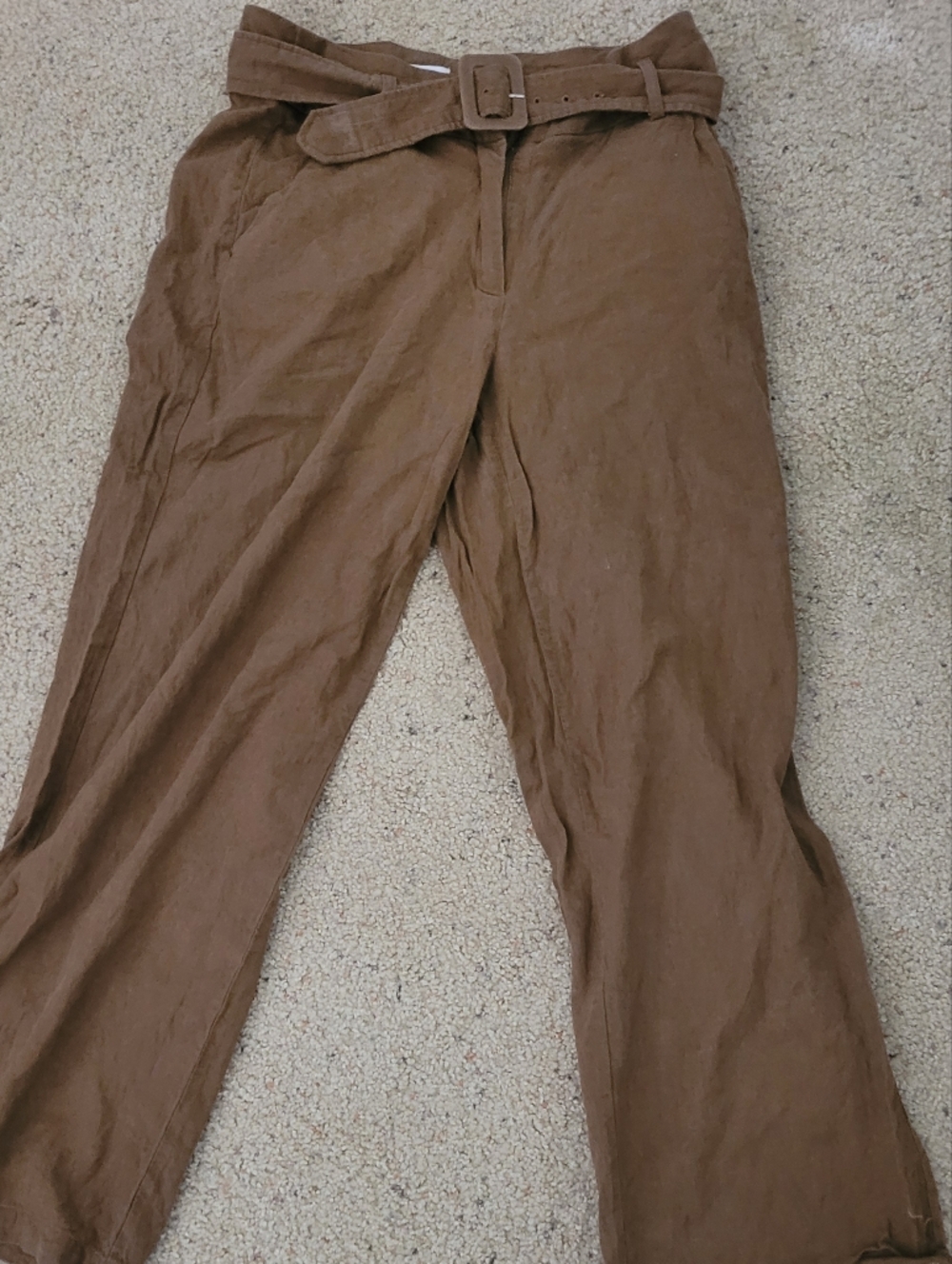 Rachel Zoe Chocolate Brown High-Waist Belted Trousers